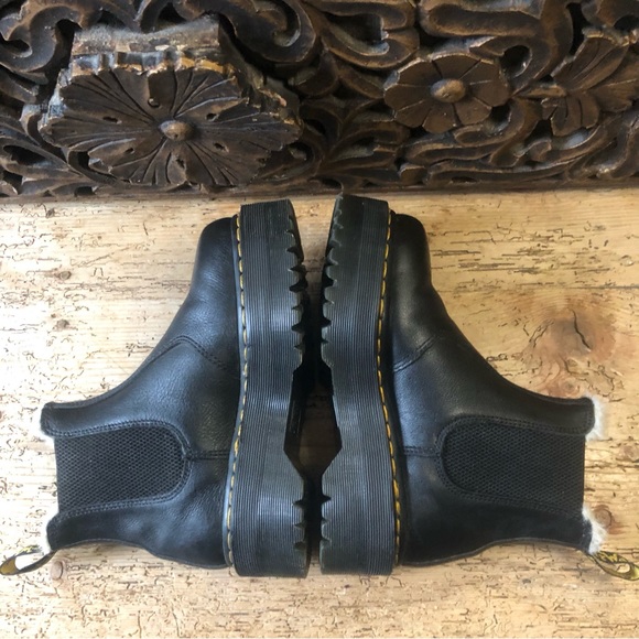 Dr. Doc Martens Quad 2976 Shearling Sherpa Fur Lined Platform Chelsea Boots 6/37 - Picture 11 of 16